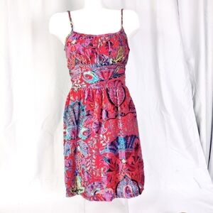 Molly New York Dress Sz 4 Sleeveless Velvet Pattern Sheer over Burgundy Red